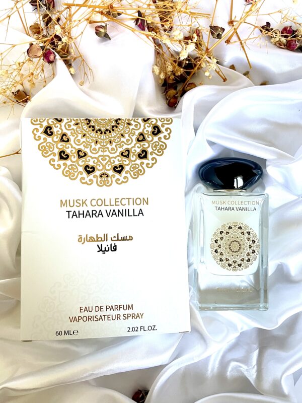 flacon et boite de parfum tahara vanilla de musk collection